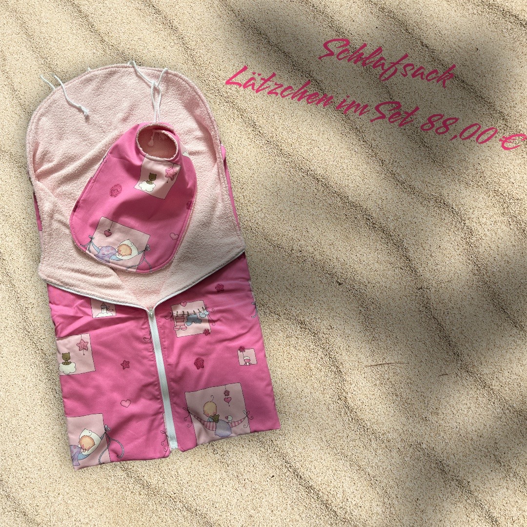 Set Babyschlafsack und Lätzchen-pink